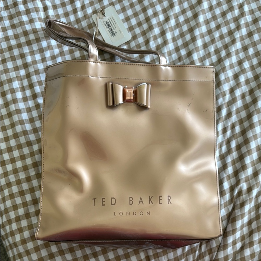Ted Baker Gold Tote Bag with Chic Bow Detail